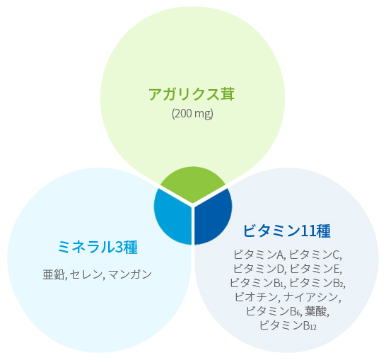 NK365Pet Immune Plusに配合された多彩な栄養素 graph